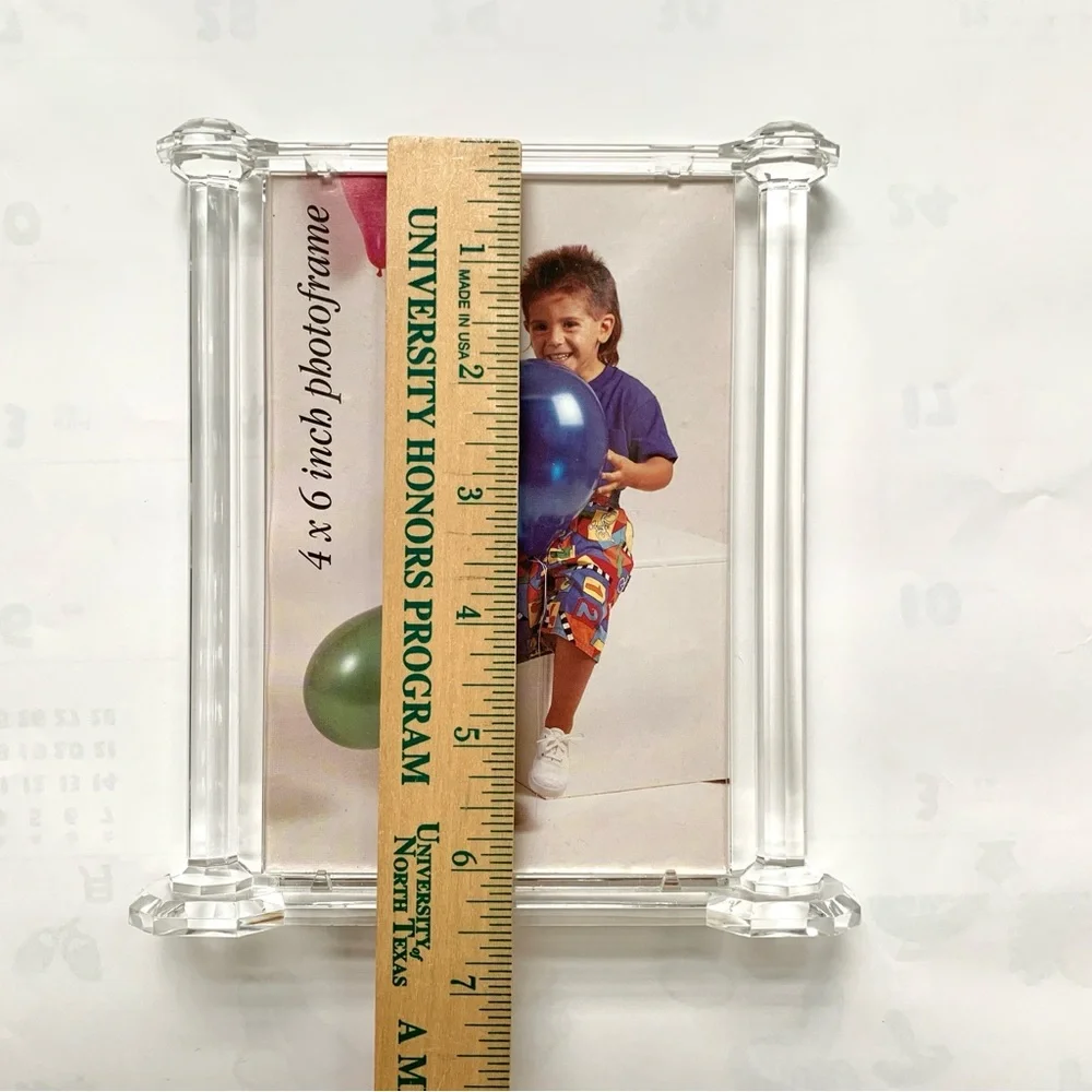 1990s clear acrylic columns 6 x 4 photo frame